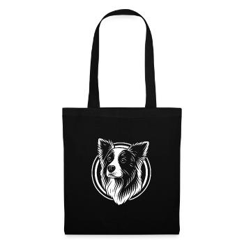 Border Collie Hund - Stoffbeutel - Schwarz - Vorne
