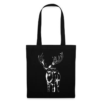 Cerf élaphe fantasy, Animal de la forêt - Sac en tissu - noir - Devant