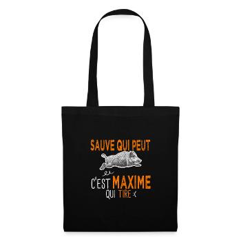 Maxime c est maxime qui tire Humour Chasseur - Sac en tissu - noir - Devant