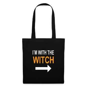 I'm With The Witch Halloween Kostüm - Stoffbeutel - Schwarz - Vorne