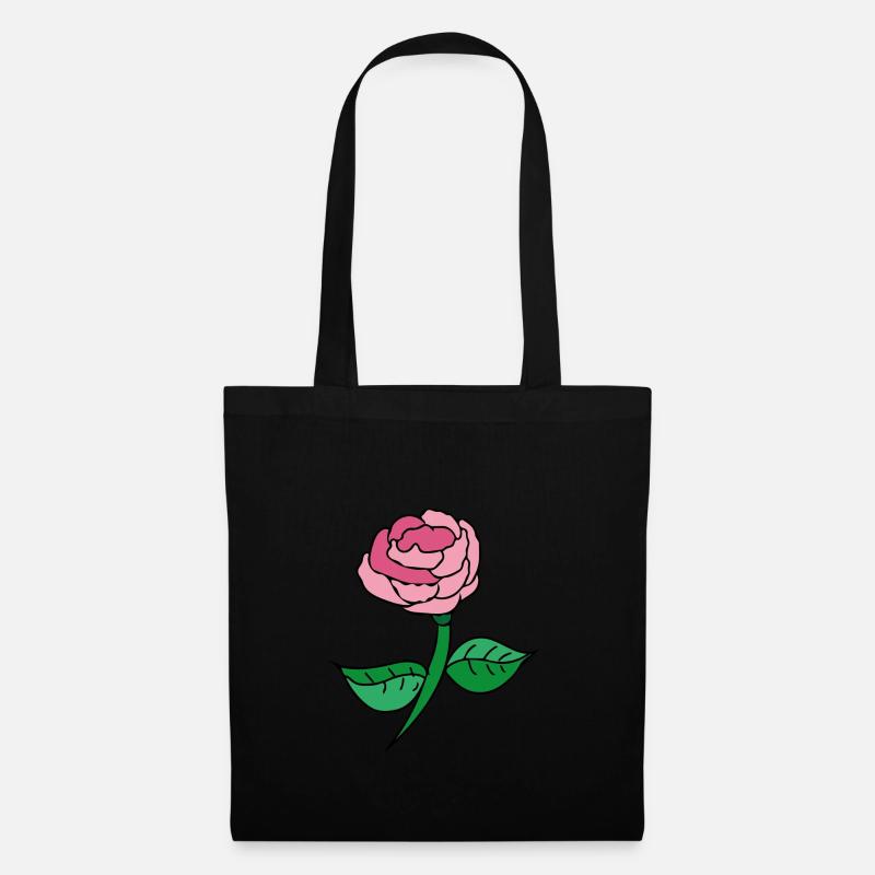 Rosa Rose - Stoffbeutel - Schwarz