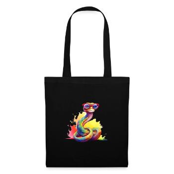 Colorful cool snake with glasses - Tote Bag - black - Front