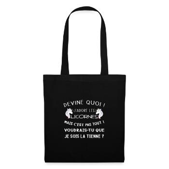 Devine quoi ! Je t'adore je veux être ta licorne ! - Sac en tissu - noir - Devant