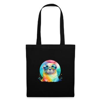 Colorful cool seal with sunglasses - Tote Bag - black - Front