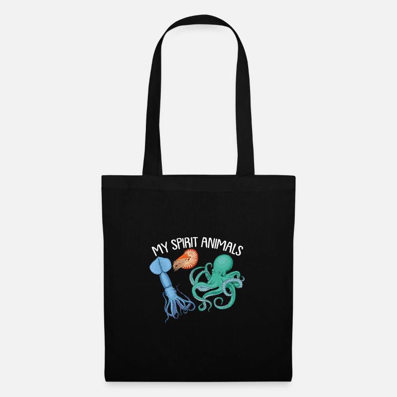 Céphalopode, pieuvre, pieuvre - Sac en tissu - noir