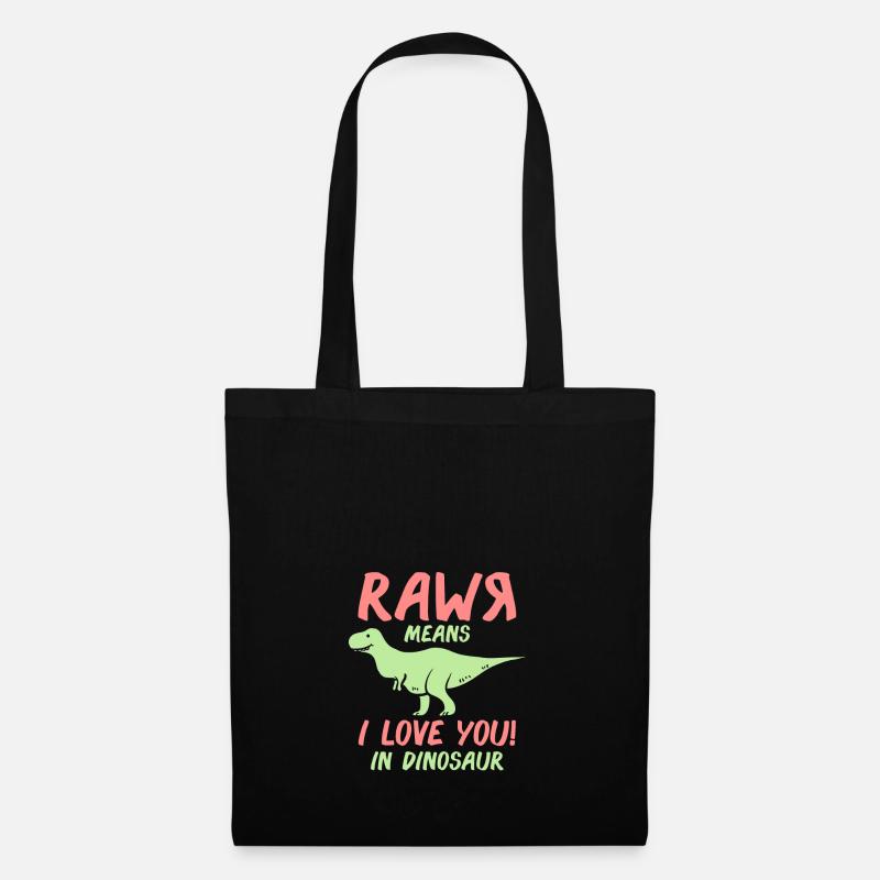Rawr heißt ich liebe dich Dino Saurier Geschenk - Stoffbeutel - Schwarz