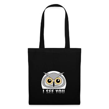 Chouette - Je te vois cadeau yeux prédateur animal - Sac en tissu - noir - Devant