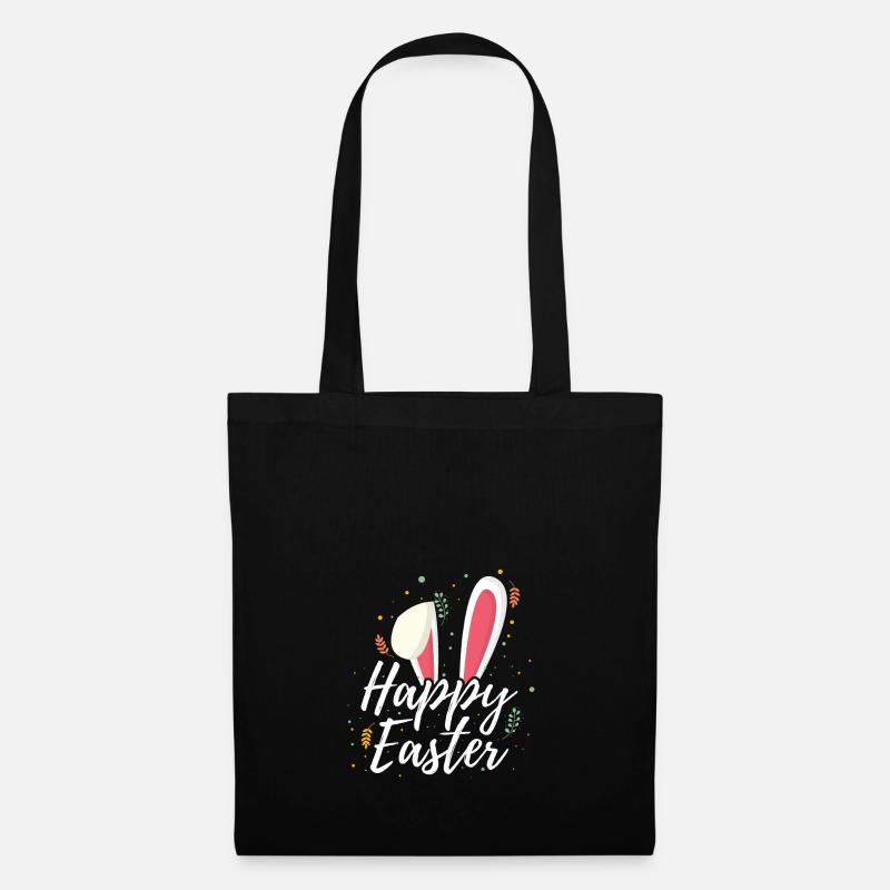 Happy Easter bunny floppy ears gift animal fun - Tote Bag - black