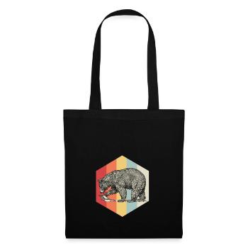 Ours brun poisson animal vintage cadeau ours coloré - Sac en tissu - noir - Devant