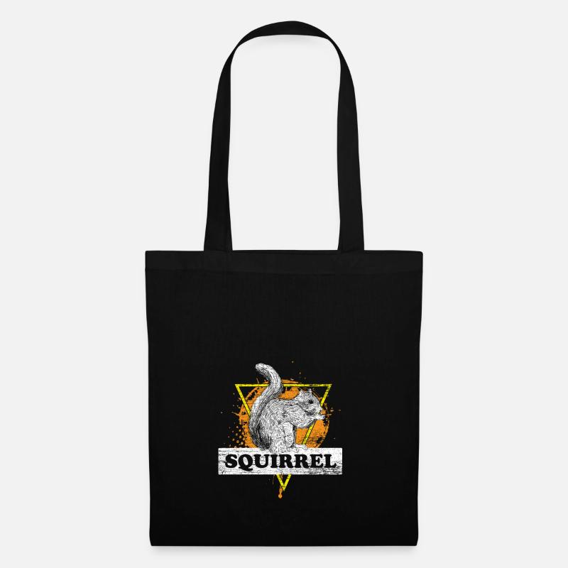 Eichhörnchen Nüsse Wald Baum Tier Geschenk vintage - Stoffbeutel - Schwarz