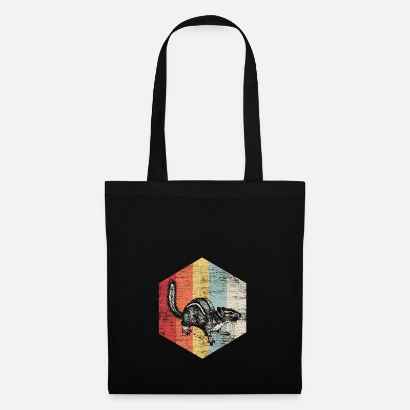 Eichhörnchen Nüsse Wald Baum Tier Geschenk vintage - Stoffbeutel - Schwarz