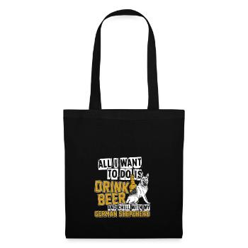 German shepherd drinking beer animal gift - Tote Bag - black - Front