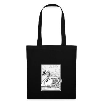 Schwan Vogel Schwäne Tier Natur See Geschenk - Stoffbeutel - Schwarz - Vorne