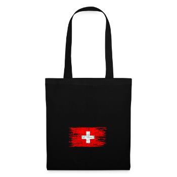 Schweiz vintage Geschenk rot weiß - Stoffbeutel - Schwarz - Vorne