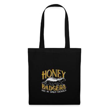 Honigdachs Dachs Geist Tier Geschenk vintage Natur - Stoffbeutel - Schwarz - Vorne