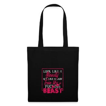 Je suis une bête et train dur femme vintage - Sac en tissu - noir - Devant