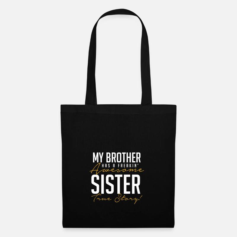 Schwester Bruder Geschenk - Stoffbeutel - Schwarz