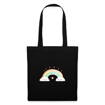 Regenbogen Aquarell lebendige Farben Wolke - Stoffbeutel - Schwarz - Vorne