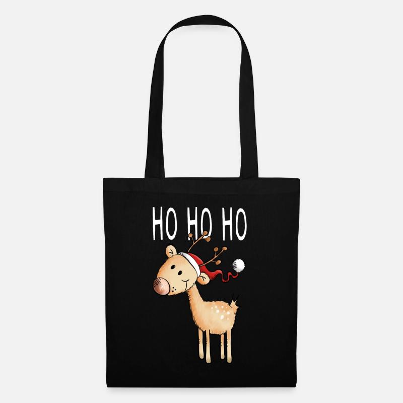 Ho Ho Ho kleines Rentier - Weihnachten - Comic - Stoffbeutel - Schwarz