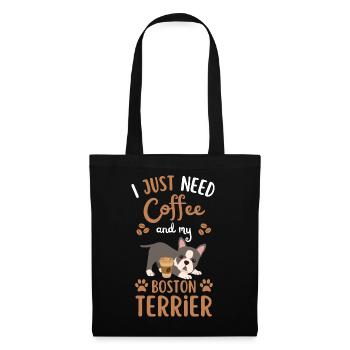 Sweet Boston Terrier Coffee Dog Cafe kawaii - Sac en tissu - noir - Devant