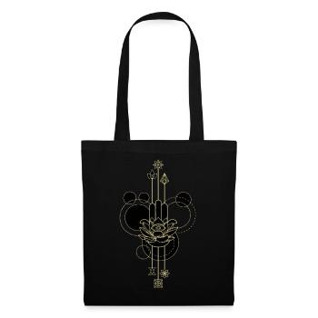 Main Hamsa dorée lotus éthéré - Sac en tissu - noir - Devant