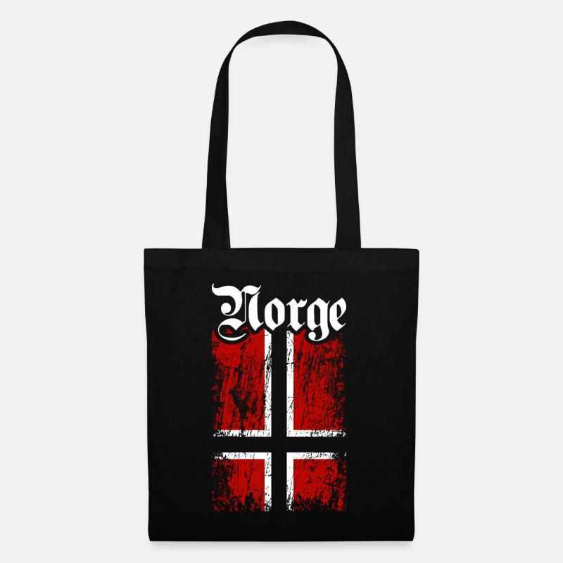 Norge | Norwegen mit Norwegischer Flagge - Stoffbeutel - Schwarz