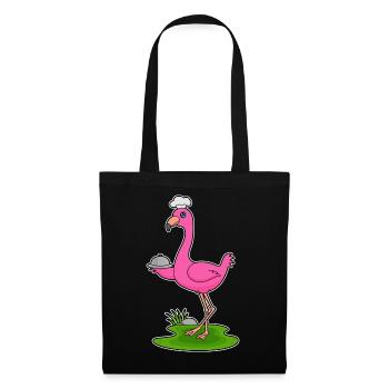 Flamingo Koch Servierglocke Kochen - Stoffbeutel - Schwarz - Vorne