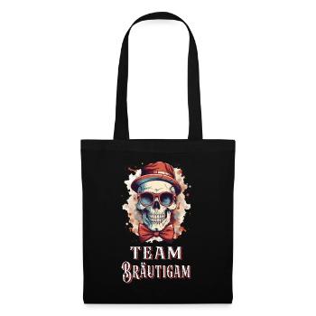 JGA Team Bräutigam Totenkopf Junggesellenabschied - Stoffbeutel - Schwarz - Vorne