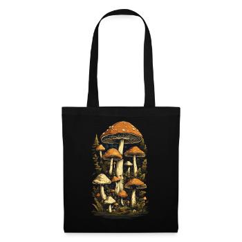 Retro Forest Mushrooms Aesthetics Mushroom Design - Tote Bag - black - Front