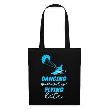Kitesurfen Tanzende Wellen Kite Geschenk - Stoffbeutel - Schwarz - Vorne