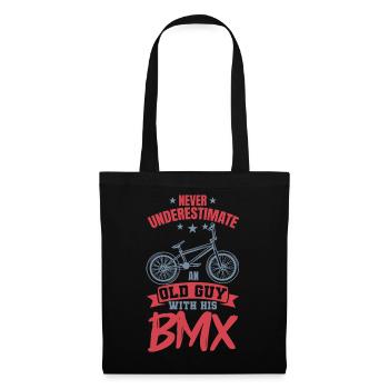 Alter BMX Radfahrer - Stoffbeutel - Schwarz - Vorne