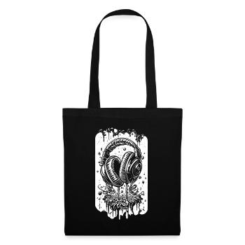 Comic Headphones with Drops - Tote Bag - black - Front