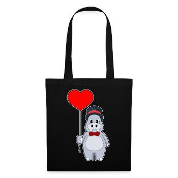 Hippopotame marié ballon mariage - Sac en tissu - noir - Devant