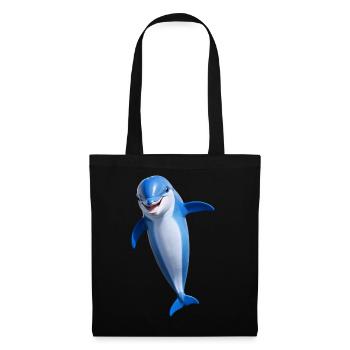 Fröhlicher Delphin - Stoffbeutel - Schwarz - Vorne