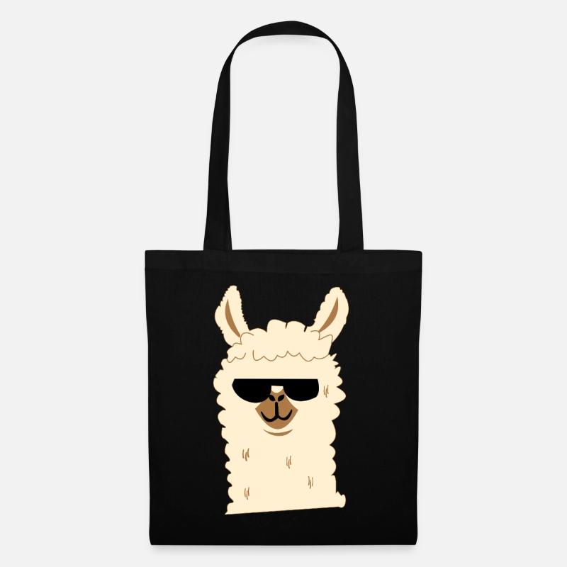 Lama mit Sonnenbrille - Stoffbeutel - Schwarz