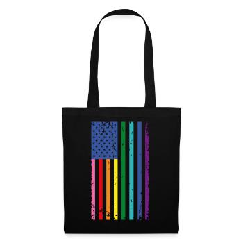 Regenbogen USA Flagge - Stoffbeutel - Schwarz - Vorne