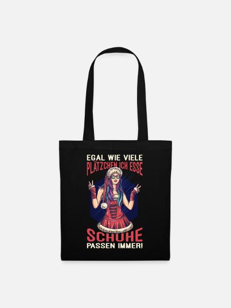 Weihnachtsgeschenk Frauen Plätzchen Lustig Idee - Stoffbeutel - Schwarz