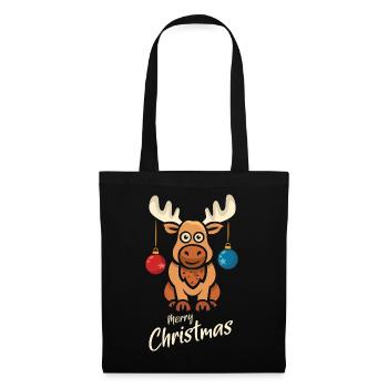 Merry Christmas Moose Cartoon - Tote Bag - black - Front