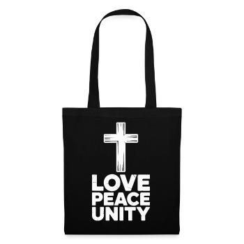 Amour, Paix, Unité, Croix, Spiritualité - Sac en tissu - noir - Devant