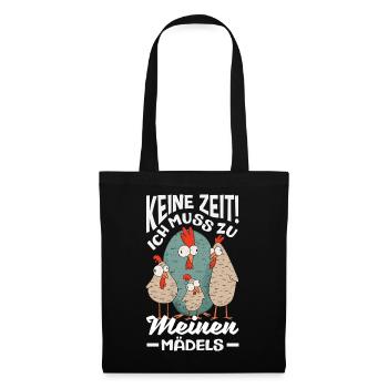 Pas le temps! Je dois aller vers mes filles – des poulets - Sac en tissu - noir - Devant