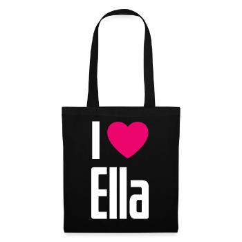 I Love Ella Pinkes Herz Ich liebe Ella - Stoffbeutel - Schwarz - Vorne