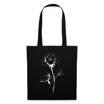 Silhouette d’art en forme de rose blanche - Sac en tissu - noir - Devant