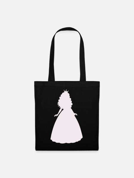 Prinzessin Silhouette im Flieder - Stoffbeutel - Schwarz