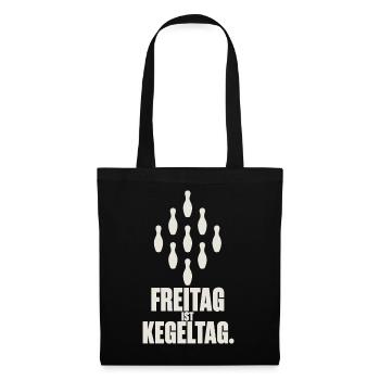 Freitag ist Kegeltag – Kegeln Shirt Kegelclub - Stoffbeutel - Schwarz - Vorne