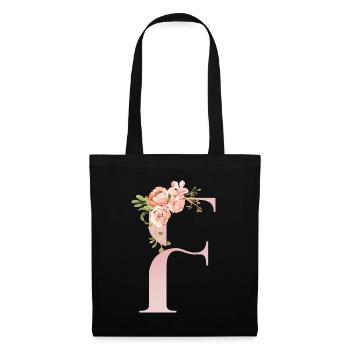 F florale pastel romantique - Sac en tissu - noir - Devant