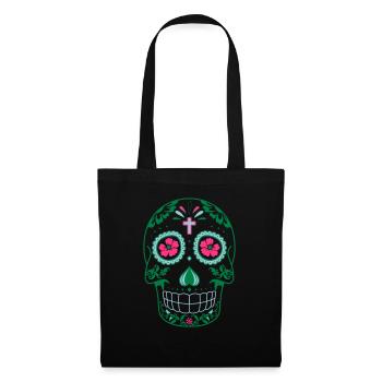 tete de mort mexicaine - Sac en tissu - noir - Devant