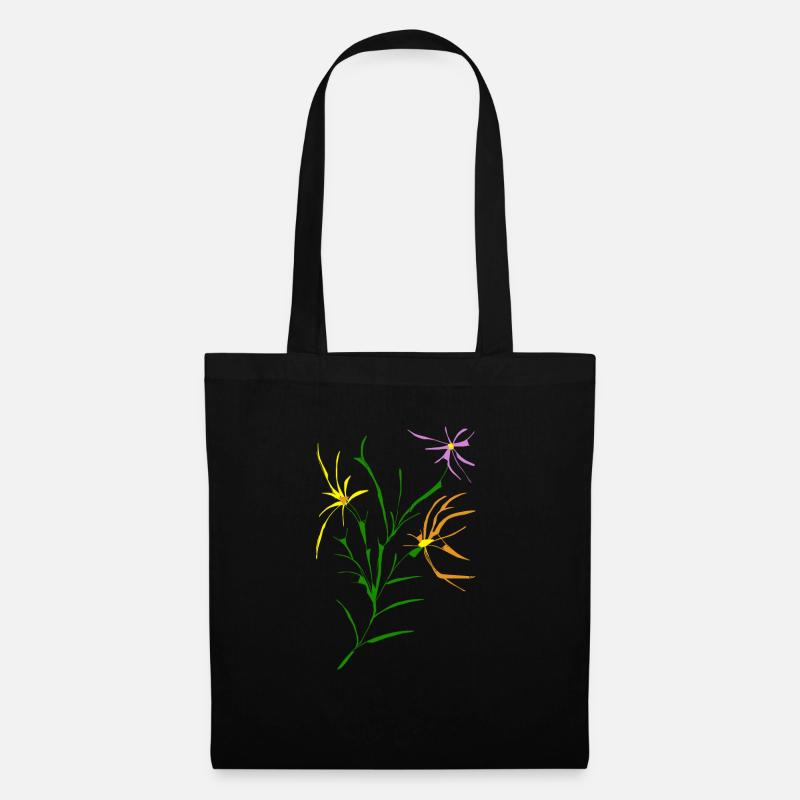 Blumen - Stoffbeutel - Schwarz