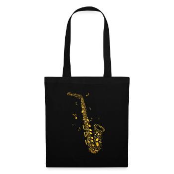 Golden saxophone made from musical notes - Tote Bag - black - Front