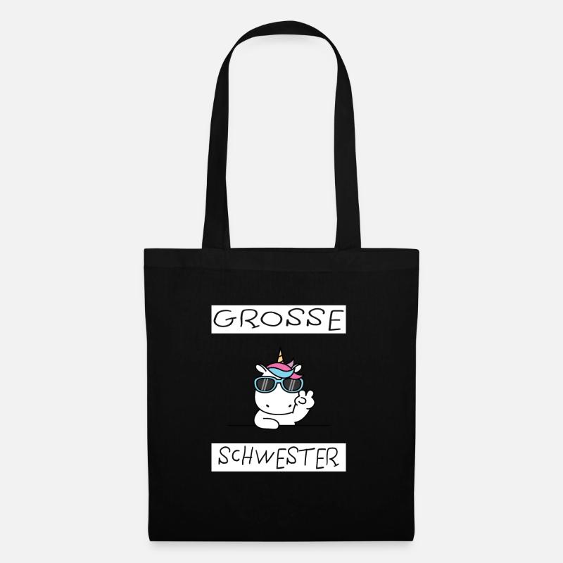 Grosse Schwester - Stoffbeutel - Schwarz