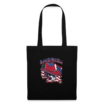 crâne de cow-boy américain - Sac en tissu - noir - Devant
